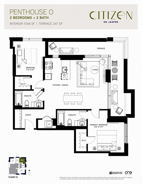 2 bed 2 bath Penthouse O at Citizen on Jasper, Alberta